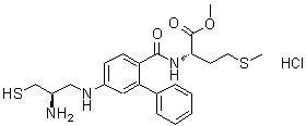 结构式 CAS# 180977-34-8, N-[[5-[[(2R)-2-氨基-3-巯基丙基]氨基][1,1'-联苯]-2-基]羰基]-L-蛋氨酸甲酯单盐酸盐