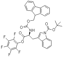 structure of CAS# 181311-44-4, 1-[(1,1-Dimethylethoxy)carbonyl]-N-[(9H-fluoren-9-ylmethoxy)carbonyl]-L-tryptophan pentafluorophenyl ester