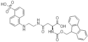结构式 CAS# 182253-73-2, N2-[芴甲氧羰基]-N-[2-[(5-磺基-1-萘基)氨基]乙基]-L-天冬氨酰胺