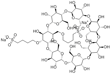 结构式 CAS# 182410-00-0, 磺丁基-beta-环糊精钠盐