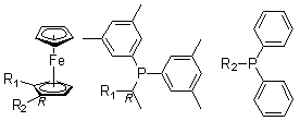 structure of CAS# 184095-69-0, (R)-1-[(1R)-1-[Bis(3,5-dimethylphenyl)phosphino]ethyl]-2-(diphenylphosphino)ferrocene;(R)-1-[(Sp-2(Diphenylphosphino)ferrocenyl]ethyldi(3,5-xylyl)phosphine