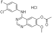 structure of CAS# 184475-70-5, 4-(3-Chloro-4-fluorophenylamino)-7-methoxyquinazolin-6-yl acetate hydrochloride;6-Acetoxy-4-(3-chloro-4-fluoroanilino)-7-methoxyquinazoline hydrochloride