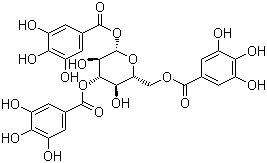 structure of CAS# 18483-17-5, 1,3,6-Tri-O-galloyl-beta-D-glucopyranose;1,3,6-Tri-O-galloyl-beta-D-glucose; NSC 69861; beta-D-Glucopyranose 1,3,6-trigallate