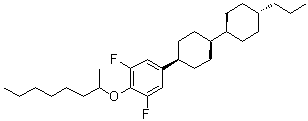 结构式 CAS# 185207-90-3, [4(S)-[反式(反式)]]-1,3-二氟-2-[(1-甲基庚基)氧基]-5-(4'-丙基[1,1'-联环己基]-4-基)苯