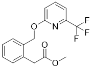 structure of CAS# 187327-30-6, Methyl 2-(2-(((6-(trifluoromethyl)pyridin-2-yl)oxy)methyl)phenyl)acetate