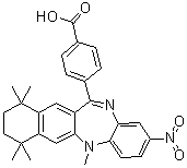 structure of CAS# 188844-34-0, 4-(7,8,9,10-Tetrahydro-5,7,7,10,10-pentamethyl-2-nitro-5H-benzo[b]naphtho[2,3-e][1,4]diazepin-12-yl)benzoic acid;HX 531