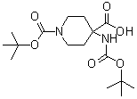 结构式 CAS# 189321-65-1, 1-(叔丁氧羰基)-4-(叔丁氧羰基氨基)-4-哌啶羧酸