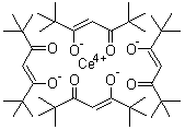 structure of CAS# 18960-54-8, Tetrakis(2,2,6,6-tetramethyl-3,5-heptanedionato)cerium;Tetrakis(2,2,6,6-tetramethyl-3,5-heptanedionato)cerium(IV); Tetrakis(tetramethylheptanedionato)cerium; NSC 174882