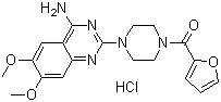 structure of CAS# 19237-84-4, Prazosin hydrochloride ;1-(4-Amino-6,7-dimethoxy-2-quinazolinyl)-4-(2-furanylcarbonyl)piperazine hydrochloride; Furazosin hydrochloride