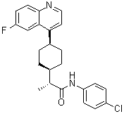 structure of CAS# 1923833-60-6, cis-(alphaR)-N-(4-Chlorophenyl)-4-(6-fluoro-4-quinolinyl)-alpha-methylcyclohexaneacetamide