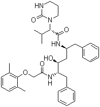 结构式 CAS# 192725-17-0, 洛匹那韦; (2S)-N-[(2R,4S,5S)-5-[[2-(2,6-二甲基苯氧基)乙酰]氨基]-4-羟基-1,6-二苯基-己-2-基]-3-甲基-2-(2-氧代-1,3-二氮杂环己-1-基)丁酰胺