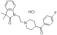 structure of CAS# 192927-92-7, LY 310762;1-[2-[4-(4-Fluorobenzoyl)-1-piperidinyl]ethyl]-1,3-dihydro-3,3-dimethyl-2H-indol-2-one hydrochloride