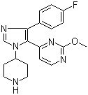 structure of CAS# 193746-75-7, SB 242235;4-[4-(4-Fluorophenyl)-1-(4-piperidinyl)-1H-imidazol-5-yl]-2-methoxypyrimidine