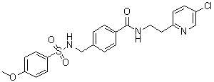 结构式 CAS# 1943733-16-1, N-[2-(5-氯-2-吡啶基)乙基]-4-[[[(4-甲氧基苯基)磺酰基]氨基]甲基]苯甲酰胺