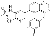 结构式 CAS# 1952236-05-3, N-[2-氯-5-[4-[(3-氯-4-氟苯基)氨基]-6-喹唑啉基]-3-吡啶基]甲烷磺酰胺
