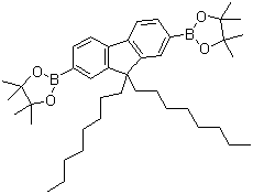 structure of CAS# 196207-58-6, 9,9-Dioctylfluorene-2,7-bis(boronic acid pinacol ester);2,7-Bis(4,4,5,5-tetramethyl-1,3,2-dioxaborolan-2-yl)-9,9-dioctylfluorene