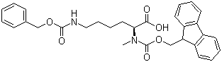 structure of CAS# 197632-76-1, N'-Cbz-N-Fmoc-N-methyl-L-lysine;N'-[(tert-Butoxy)carbonyl]-N-[(9H-fluoren-9-ylmethoxy)carbonyl]-N-methyl-L-lysine; N6-[(1,1-Dimethylethoxy)carbonyl]-N2-[(9H-fluoren-9-ylmethoxy)carbonyl]-N2-methyl-L-lysine