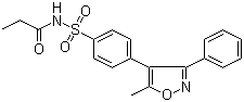 structure of CAS# 198470-84-7, Parecoxib;N-[4-(5-Methyl-3-phenyloxazol-4-yl)phenyl]sulfonylpropanamide; SC 69124; Valus-P; Vorth-P