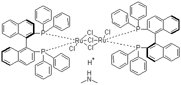 structure of CAS# 199684-47-4, Dimethylammonium dichlorotri(mu-chloro)bis[(R)-(+)-2,2'-bis(diphenylphosphino)-1,1'-binaphthyl]diruthenate(II);[NH2Me2][{RuCl((R)-binap)}2(mu-Cl)3]