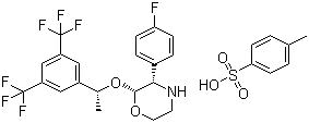(2R,3S)-2-[(1R)-1-[3,5-Bis(trifluoromethyl)phenyl]ethoxy]-3-(4-fluorophenyl)morpholine 4-methylbenzenesulfonate molecular structure (CAS 200000-59-5)