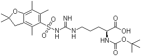 structure of CAS# 200124-22-7, N-Boc-N'-(2,2,4,6,7-pentamethyldihydrobenzofuran-5-sufonyl)-L-arginine;Boc-Arg(Pbf)-OH