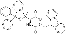 structure of CAS# 201532-01-6, Fmoc-D-Pen(Trt)-OH;N-(9-Fluorenylmethyloxycarbonyl)-S-trityl-D-penicillamine