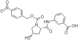 structure of CAS# 202467-69-4, 3-[[[(2S,4S)-4-Mercapto-1-(4-nitrobenzyloxy)carbonyl-2-pyrrolidinyl]carbonyl]amino]benzoic acid ;2-[[(3-Carboxyphenyl)amino]carbonyl]-4-mercapto-1-pyrrolidinecarboxylic acid (2S-cis)-1-[(4-nitrophenyl)methyl] ester