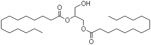 structure of CAS# 20255-94-1, Glycerol 1,2-ditetradecanoate;1-(Hydroxymethyl)ethylene dimyristate; Tetradecanoic acid 1,1'-[1-(hydroxymethyl)-1,2-ethanediyl] ester; 1,2-Dimyristin; 1,2-Dimyristoyl glycerol; 1,2-Dimyristoyl-rac-glycerol; 1,2-Dimyristoylglycerin; 1,2-Glycerin dimyristic acid ester