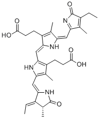 structure of CAS# 20298-86-6, Phycobilin;3-[(2Z,5E)-2-[[3-(2-carboxyethyl)-5-[(Z)-[(3E,4R)-3-ethylidene-4-methyl-5-oxopyrrolidin-2-ylidene]methyl]-4-methyl-1H-pyrrol-2-yl]methylidene]-5-[(4-ethyl-3-methyl-5-oxopyrrol-2-yl)methylidene]-4-methylpyrrol-3-yl]propanoic acid