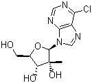 结构式 CAS# 205171-05-7, 6-氯-9-(2-C-甲基-beta-D-呋喃核糖基)-9H-嘌呤