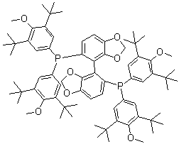 structure of CAS# 210169-40-7, (S)-5,5'-Bis[bis(3,5-di-tert-butyl-4-methoxyphenyl)phosphino]-4,4'-bibenzodioxole;(S)-(+)-DTBM-SEGPHOS