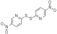 structure of CAS# 2127-10-8, 2,2'-Bis(5-nitropyridyl) disulfide;Bis(5-nitro-2-pyridyl) disulfide; DTNP; NSC 149336; NSC 677436