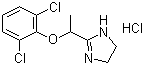 structure of CAS# 21498-08-8, Lofexidine hydrochloride;2-[1-(2,6-Dichlorophenoxy)ethyl]-2-imidazoline hydrochloride; 2-[1-(2,6-Dichlorophenoxy)ethyl]-4,5-dihydro-1H-imidazole hydrochloride
