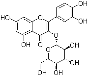 结构式 CAS# 21637-25-2, 异槲皮苷; 异槲皮甙; 槲皮素-3-葡萄糖甙