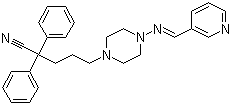 结构式 CAS# 218136-59-5, SC 26196; alpha,alpha-二苯基-4-[(3-吡啶亚甲基)氨基]-1-吡嗪戊腈