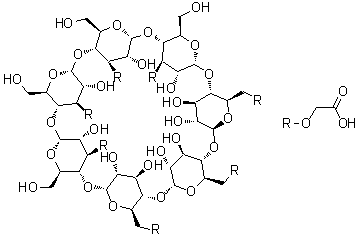 结构式 CAS# 218269-34-2, 3A,3B,3C,3D,6E,6F,6G-七-O-(羧甲基)-beta-环糊精