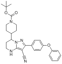 结构式 CAS# 2190506-56-8, 7-(1-叔丁氧羰基-4-哌啶基)-2-(4-苯氧基苯基)-4,5,6,7-四氢吡唑并[1,5-a]嘧啶-3-甲腈