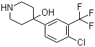 structure of CAS# 21928-50-7, 4-[4-Chloro-3-(trifluoromethyl)phenyl]-4-piperidinol