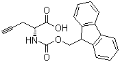 structure of CAS# 220497-98-3, Fmoc-D-propargylglycine;(R)-2-(Fmoc-amino)-4-pentynoic acid; (R)-2-(((9H-Fluoren-9-yl)methoxy)carbonylamino)pent-4-ynoic acid