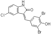 structure of CAS# 220904-99-4, 5-Chloro-3-(3,5-dibromo-4-hydroxybenzylidene)-1,3-dihydroindol-2-one