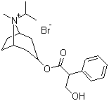 结构式 CAS# 22254-24-6, 异丙托溴铵; [(1R,5S)-8-甲基-8-异丙基-8-氮杂双环[3.2.1]辛-3-基] 3-羟基-2-苯基丙酸酯溴化物