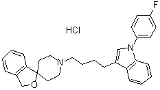 structure of CAS# 224177-60-0, Siramesine hydrochloride;1'-[4-[1-(4-Fluorophenyl)-1H-indol-3-yl]butyl]spiro[isobenzofuran-1(3H),4'-piperidine] monohydrochloride