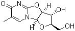 structure of CAS# 22423-26-3, 2,2'-Anhydro-5-methyluridine;2,2'-Anhydro-1-beta-arabinofuranosylthymine; 2,2'-Anhydro-11-beta-D-arabinofuranosylthymine; (2R-(2alpha,3beta,3abeta,9abeta))-2,3,3a,9a-Tetrahydro-3-hydroxy-2-(hydroxymethyl)-7-methyl-6H-furo(2',3':4,5)oxazolo(3,2-a)pyrimidin-6-one
