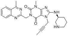 structure of CAS# 2253964-85-9, Linagliptin Impurity 5;7-but-2-ynyl-3-methyl-1-[(4-methylquinazolin-2-yl)methyl]-8-[[(3S)-piperidin-3-yl]amino]purine-2,6-dione