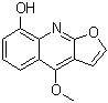 structure of CAS# 2255-50-7, 4-Methoxyfuro[2,3-b]quinolin-8-ol;8-Hydroxydictamnine; NPLC 0314; Robustine; Robustine (Haplophyllum)
