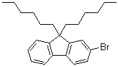 structure of CAS# 226070-05-9, 2-Bromo-9,9-dihexyl-9H-fluorene;2-Bromo-9,9-di-n-hexylfluorene; 2-Bromo-9,9-dihexylfluorene; 9,9-Dihexyl-2-Bromofluorene