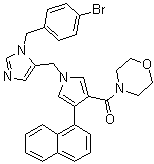 structure of CAS# 226929-39-1, LB 42708;4-[[1-[[1-[(4-Bromophenyl)methyl]-1H-imidazol-5-yl]methyl]-4-(1-naphthalenyl)-1H-pyrrol-3-yl]carbonyl]morpholine