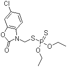 结构式 CAS# 2310-17-0, 伏杀磷; 伏杀硫磷; O,O-二乙基-S-(6-氯-2-氧代苯并恶唑啉-3-基甲基)二硫代磷酸酯