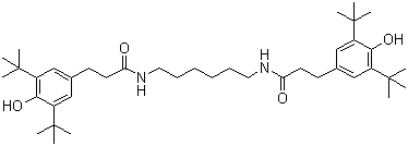 结构式 CAS# 23128-74-7, 抗氧剂 1098; N,N'-双-(3-(3,5-二叔丁基-4-羟基苯基)丙酰基)己二胺