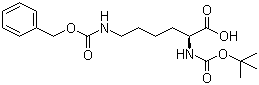结构式 CAS# 2389-45-9, N-Boc-N'-Cbz-L-赖氨酸; 6-苄氧羰基氨基-2-叔丁氧羰基氨基己酸